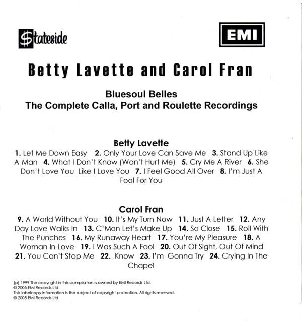 Bettye Lavette, Carol Fran - Bluesoul Belles - The Complete Calla, Port & Roulette Recordings