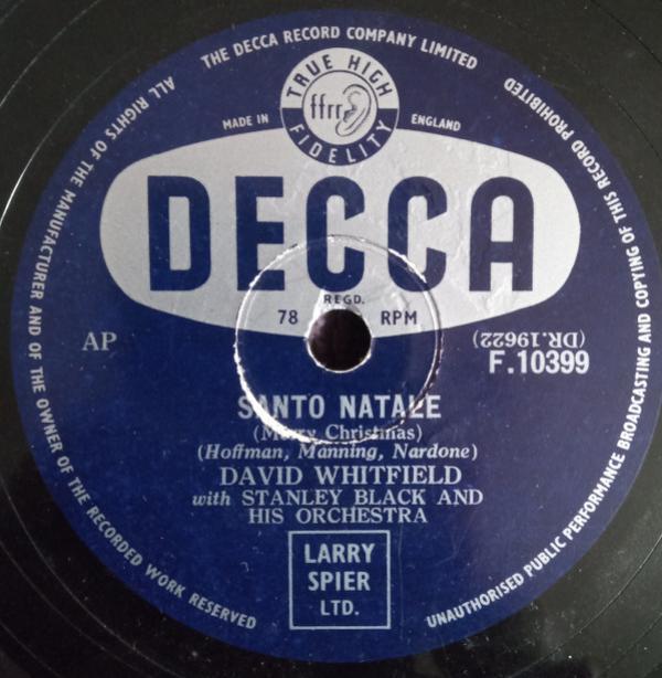 David Whitfield, Stanley Black & His Orchestra - Santo Natale / Adeste Fideles