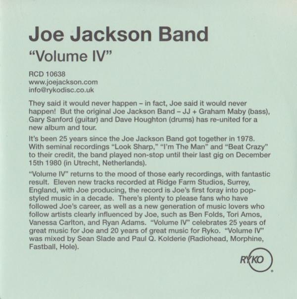 Joe Jackson Band - Volume IV