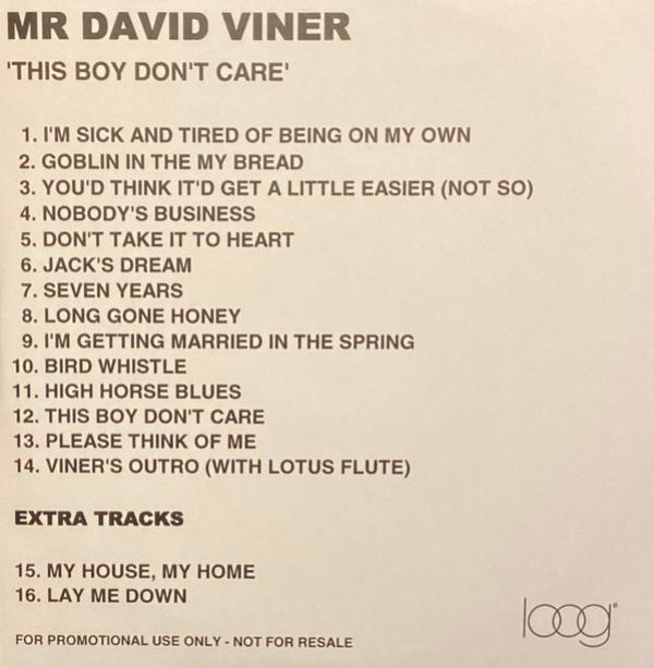 Mr. David Viner - This Boy Don’t Care